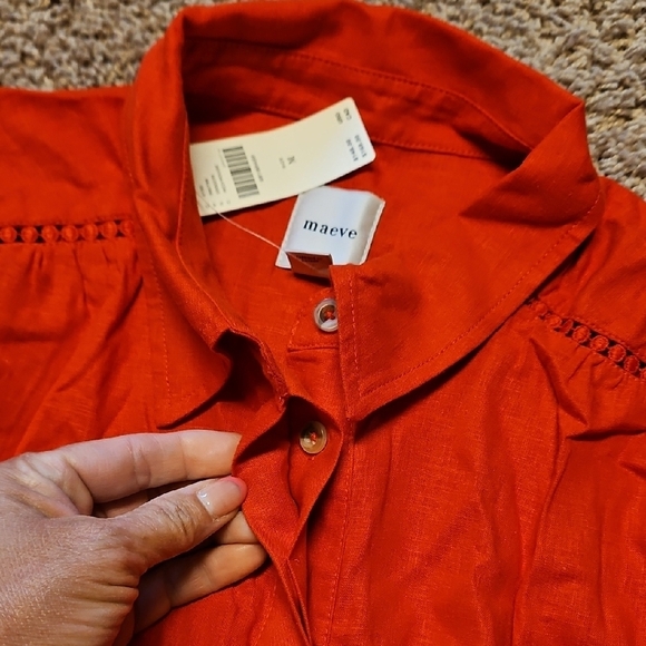 The Bettina Linen Blend Tiered Mini Shirt Dress By Maeve - Picture 11 of 12